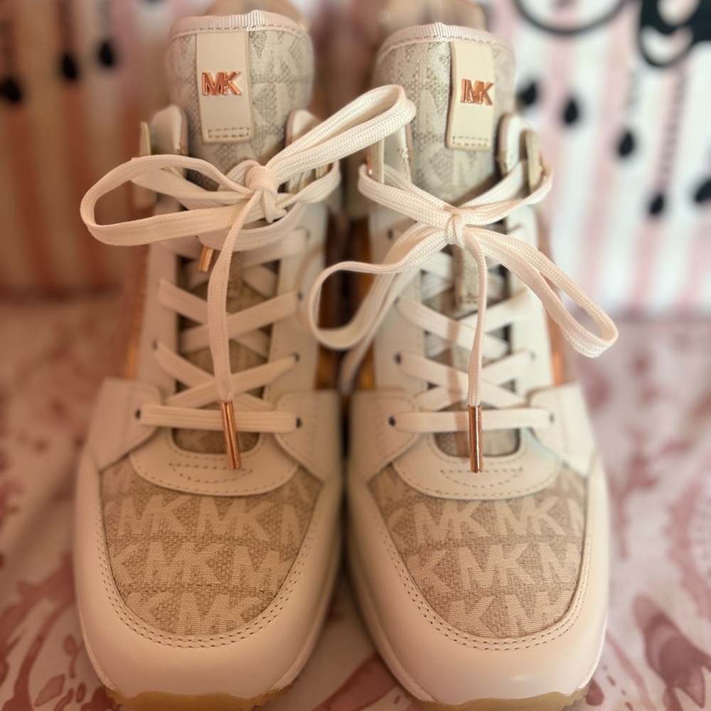 Michael Kors Women’s High-Top Sneakers - Cream and Gold